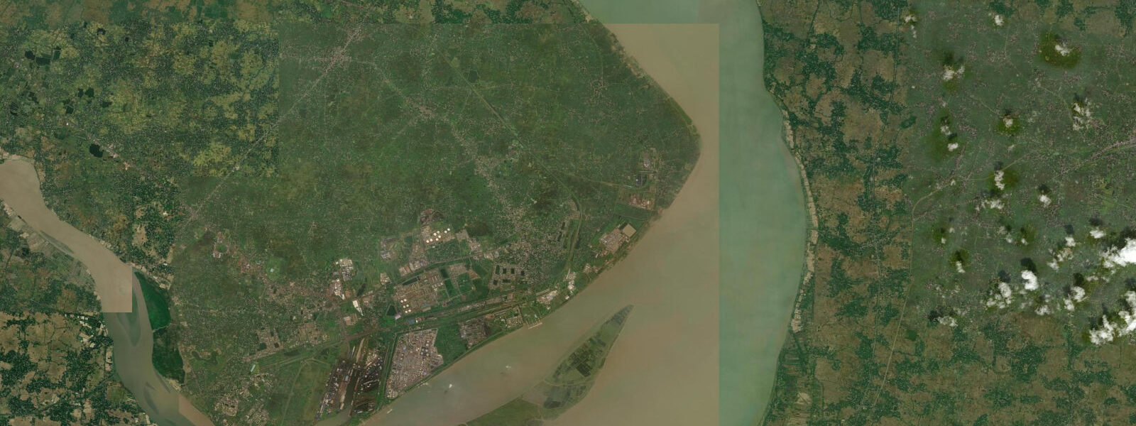 Satellite view of the coast near Diamond Harbour