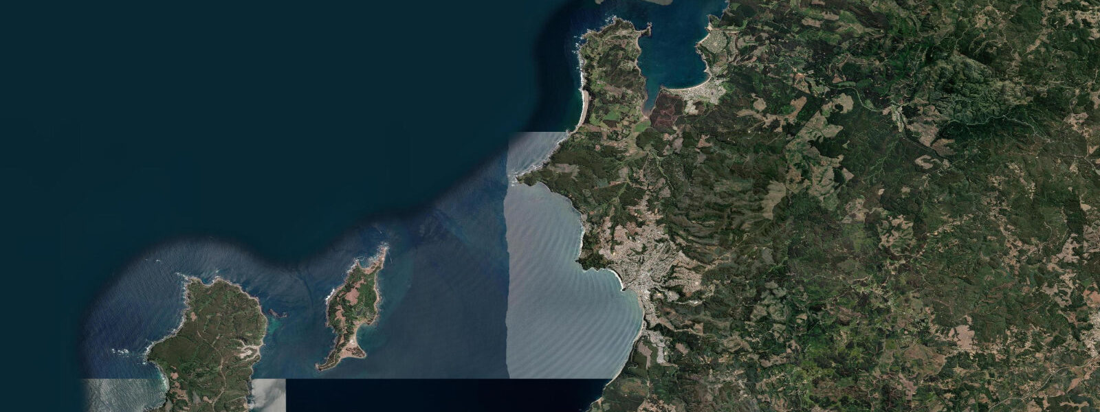 Satellite view of the coast near Dichato Beach