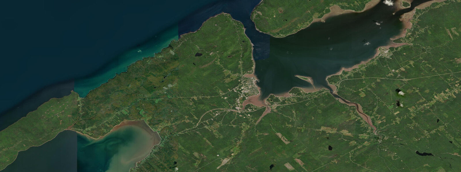 Satellite view of the coast near Digby