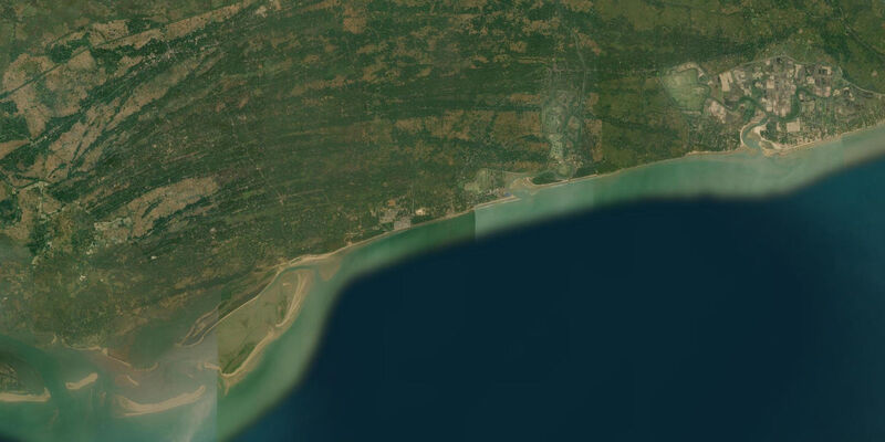 Satellite view of the coast near Digha, West Bengal
