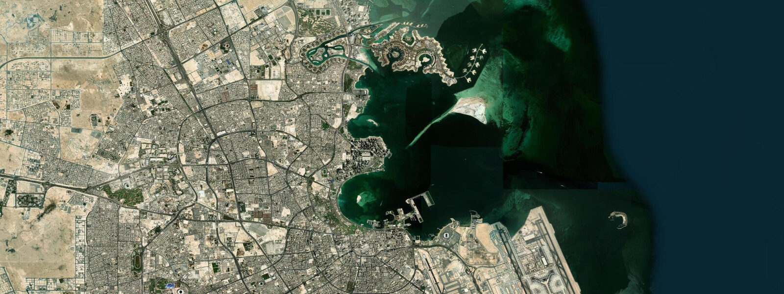 Satellite view of the coast near Doha