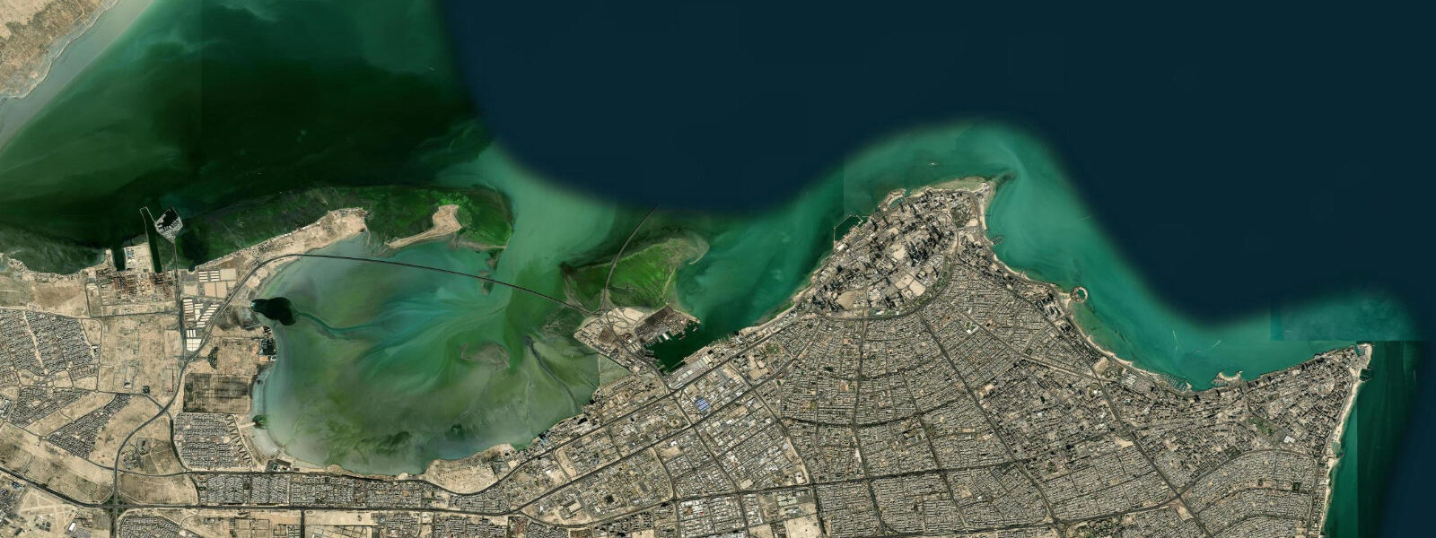Satellite view of the coast near Doha Village
