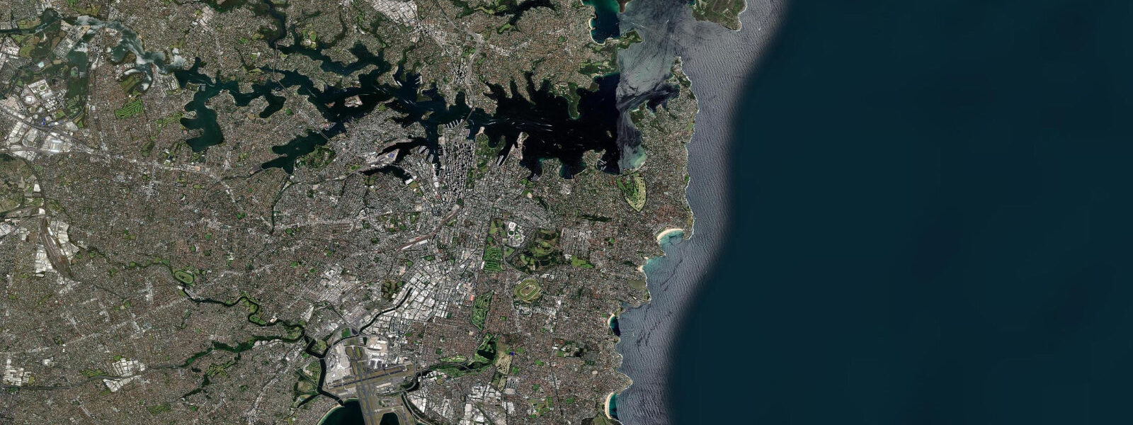 Satellite view of the coast near Double Bay