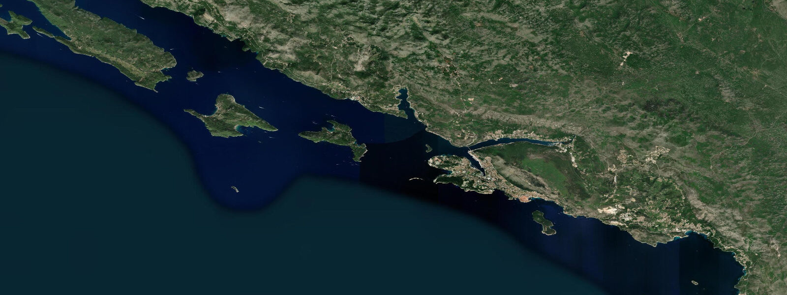 Satellite view of the coast near Dubrovnik, Dalmatia