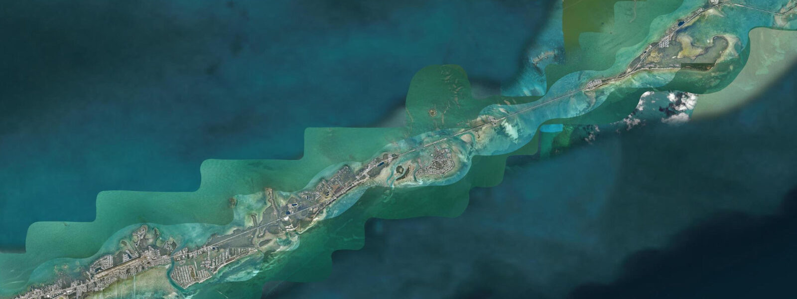 Satellite view of the coast near Duck Key