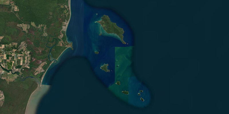 Satellite view of the coast near Dunk Island