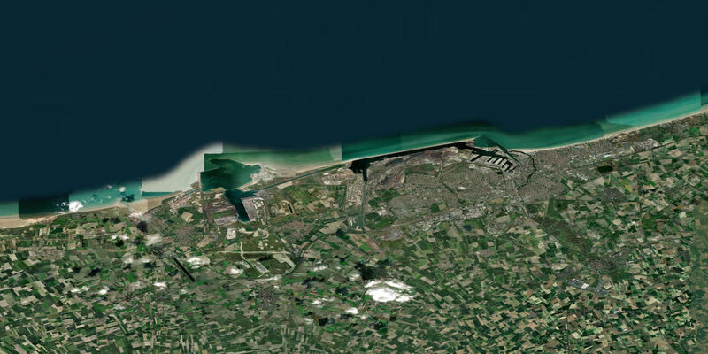 Satellite view of the coast near Dunkerque