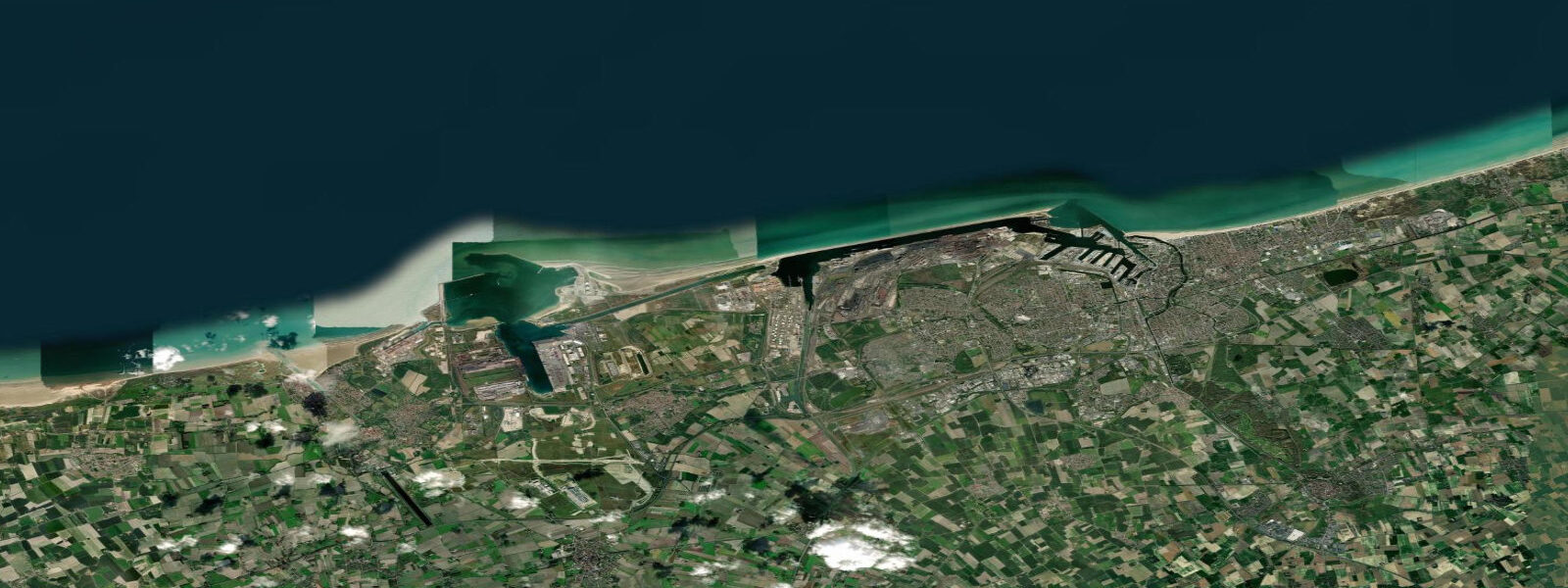 Satellite view of the coast near Dunkerque