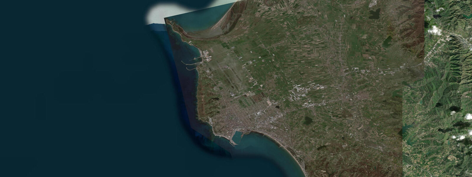 Satellite view of the coast near Durrës Beach