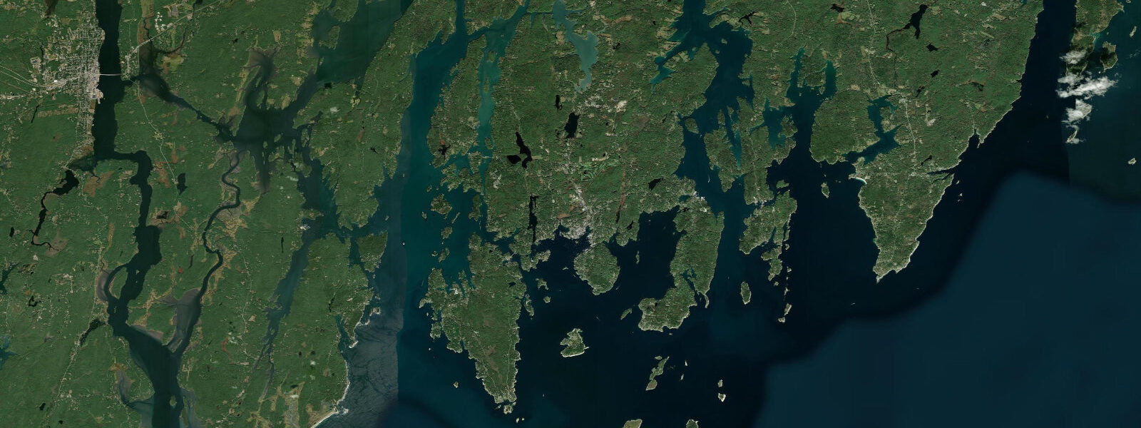 Satellite view of the coast near East Boothbay