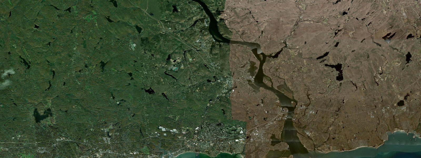 Satellite view of the coast near East Haddam