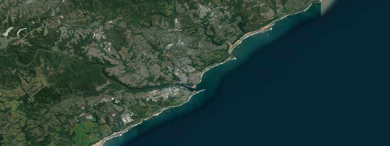 Satellite view of the coast near East London