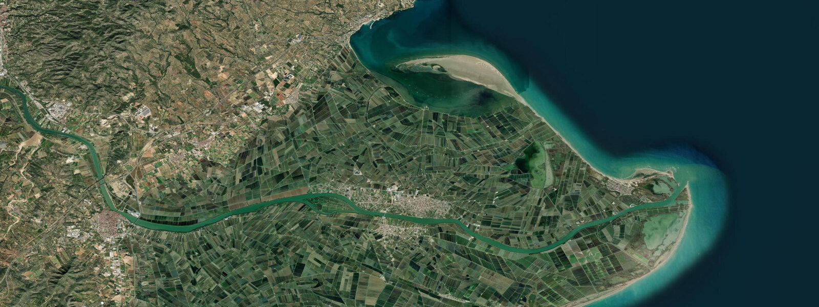 Satellite view of the coast near Ebro Delta