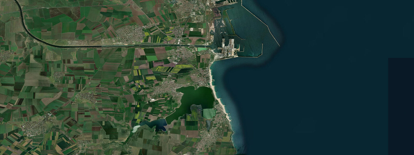 Satellite view of the coast near Eforie Nord