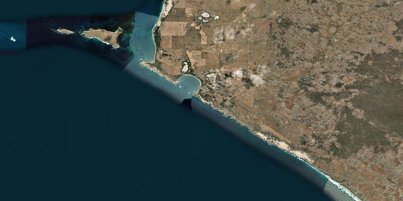 Satellite view of the coast near Elliston