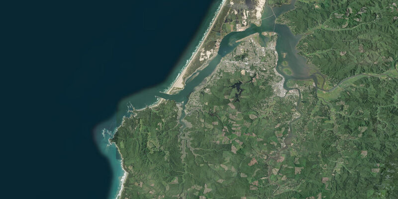 Satellite view of the coast near Empire