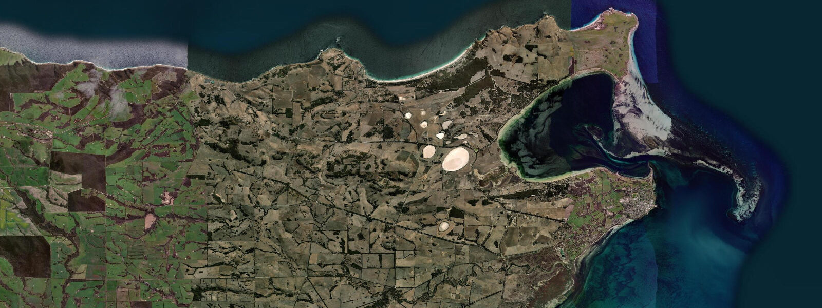 Satellite view of the coast near Emu Bay