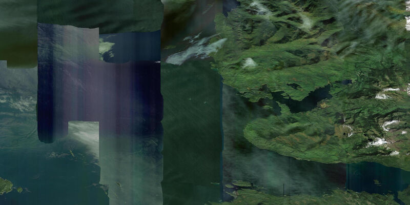 Satellite view of the coast near Entrance Island