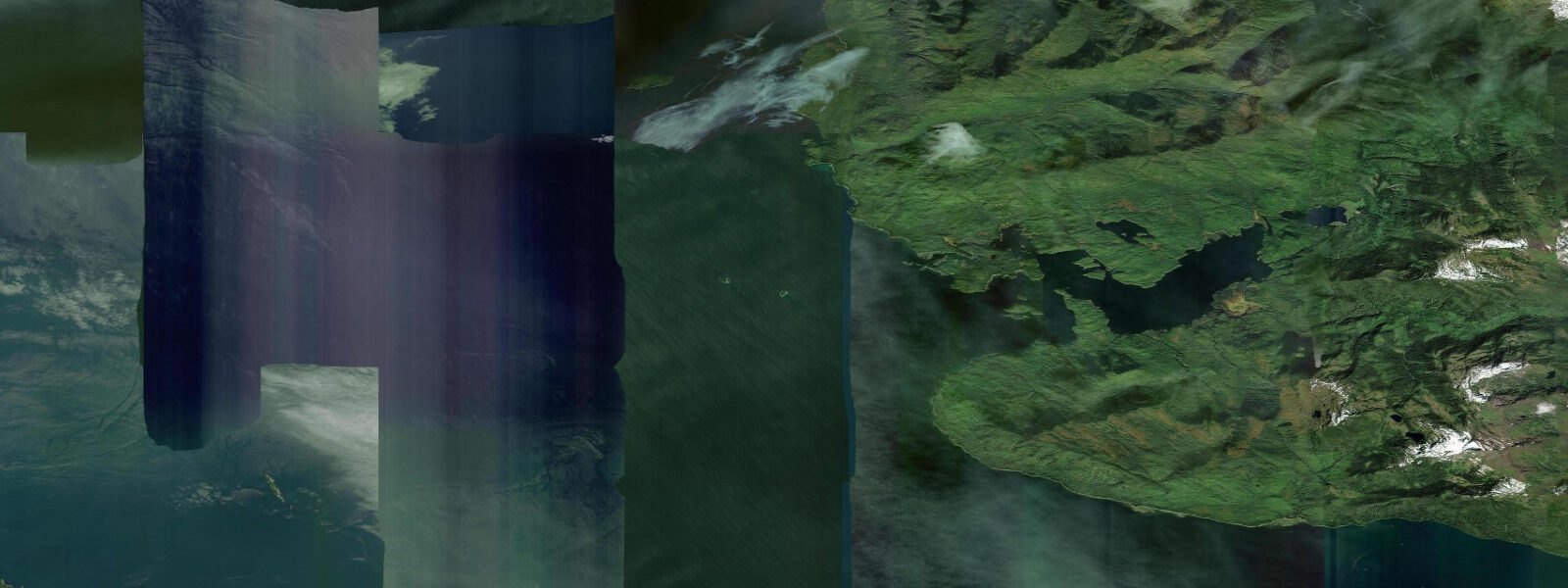 Satellite view of the coast near Entrance Island