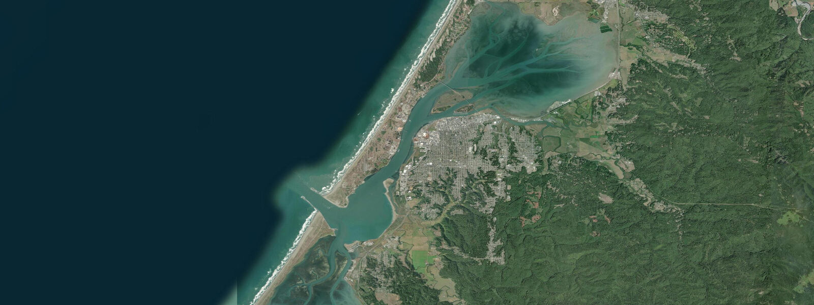 Satellite view of the coast near Eureka