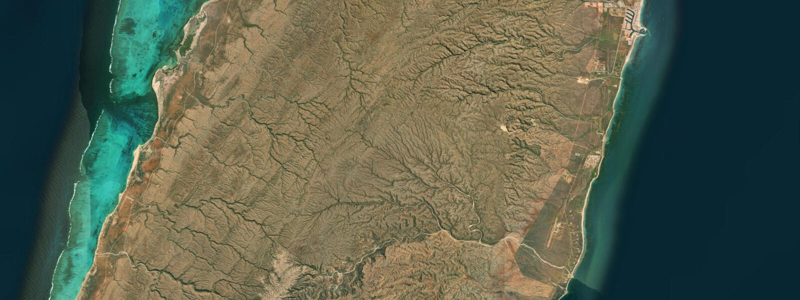 Satellite view of the coast near Exmouth