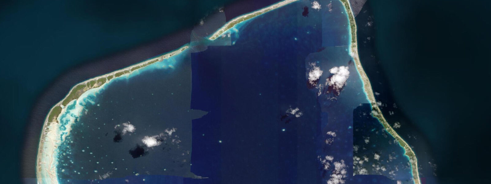 Satellite view of the coast near Fakarava, French Polynesia