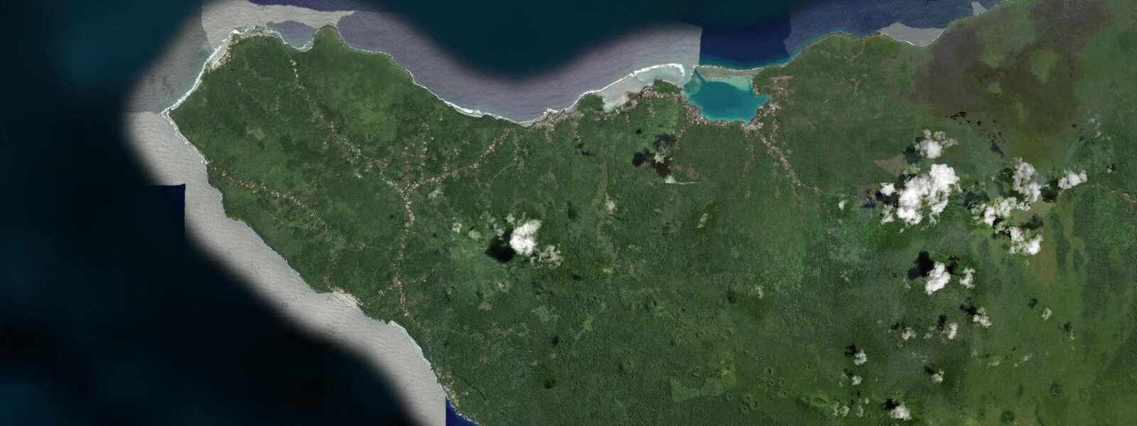 Satellite view of the coast near Falealupo