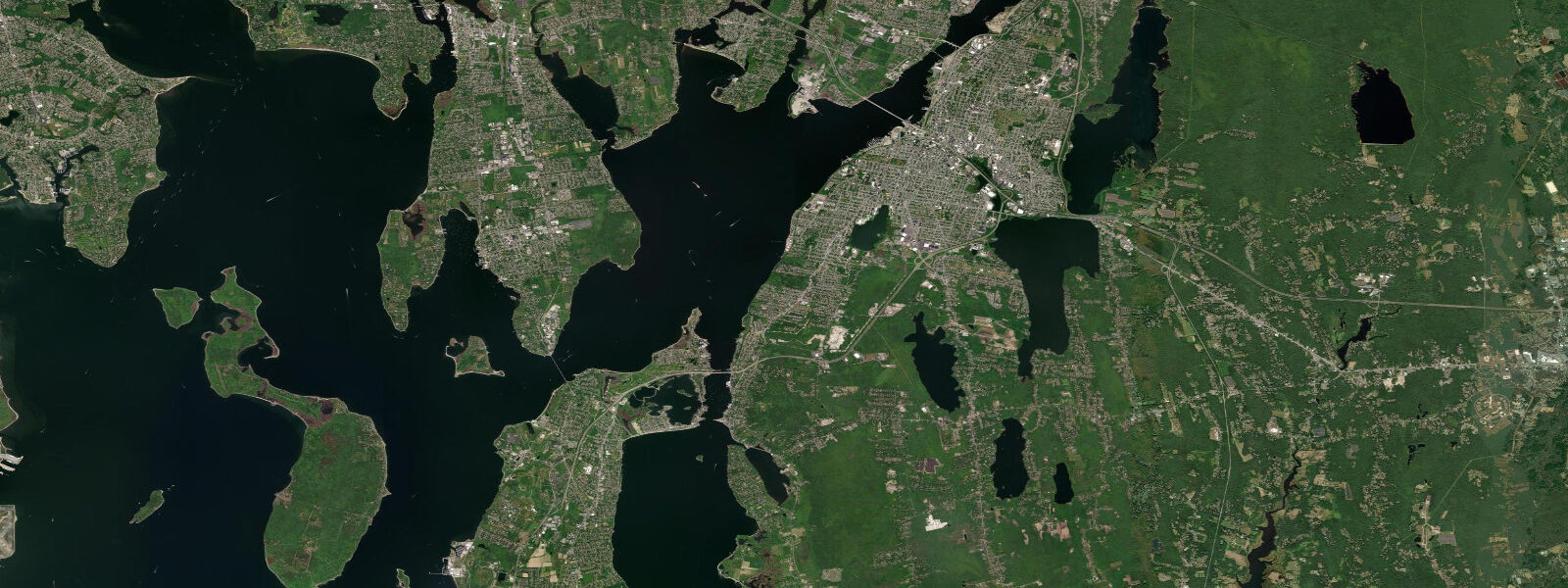 Satellite view of the coast near Fall River