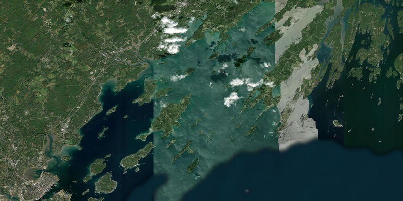 Satellite view of the coast near Falmouth Foreside