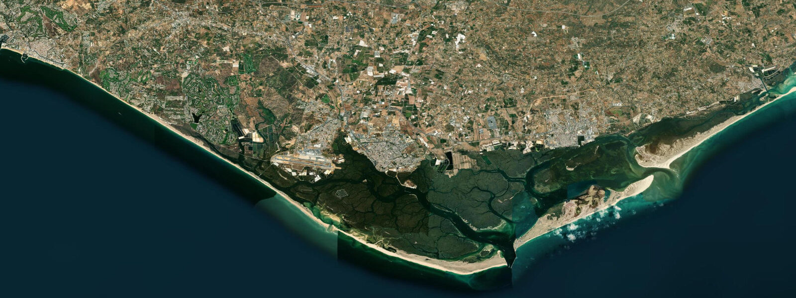 Satellite view of the coast near Faro, Algarve