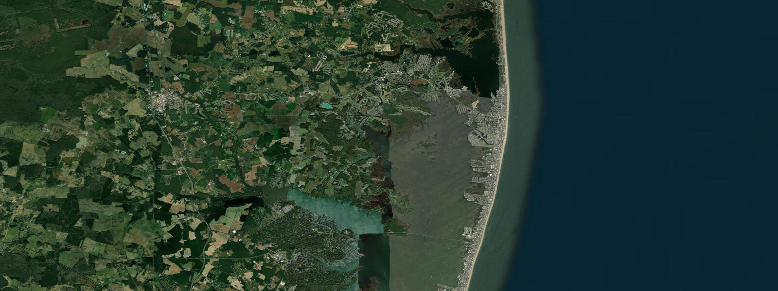 Satellite view of the coast near Fenwick Island