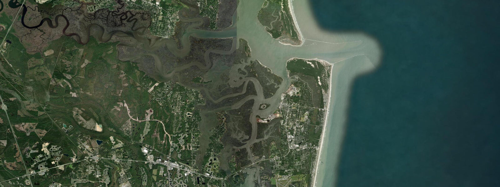 Satellite view of the coast near Fernandina Beach