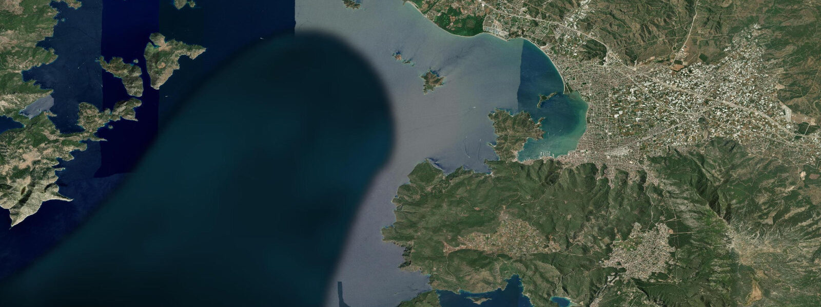 Satellite view of the coast near Fethiye, Muğla