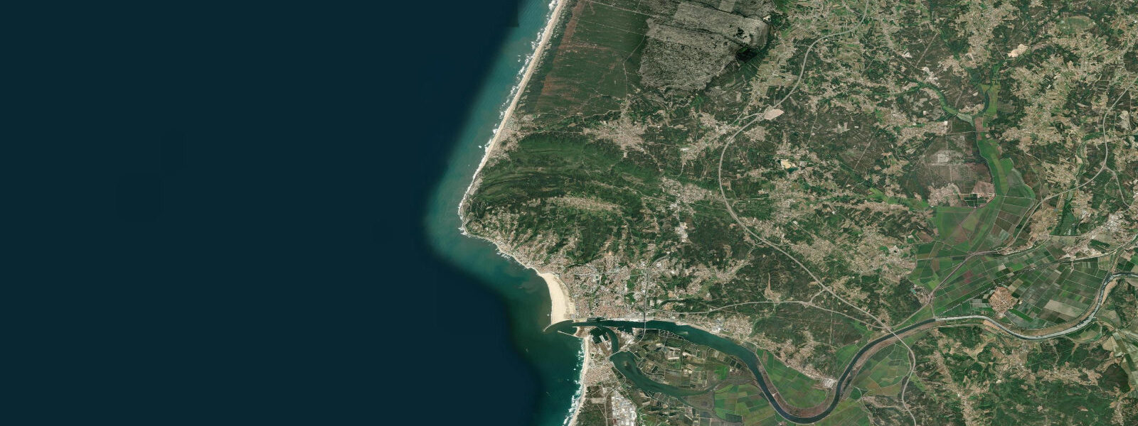 Satellite view of the coast near Figueira da Foz, Centro Coast