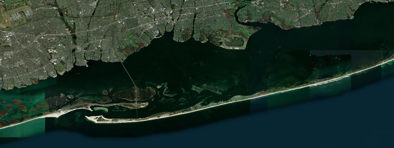 Satellite view of the coast near Fire Island