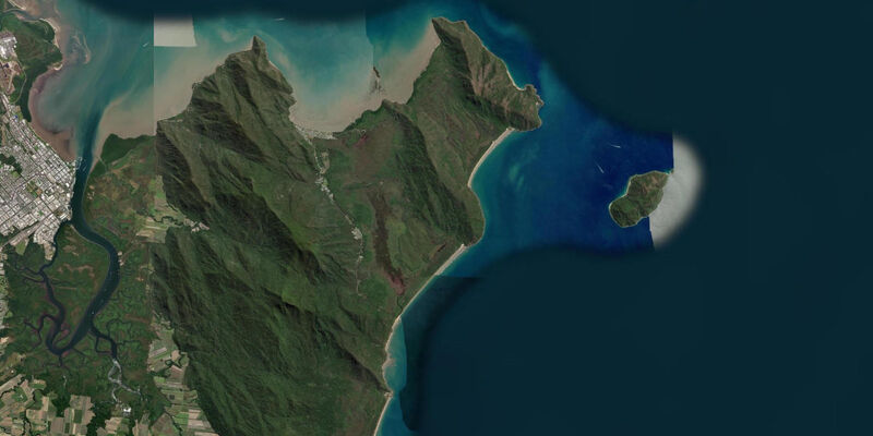 Satellite view of the coast near Fitzroy Island