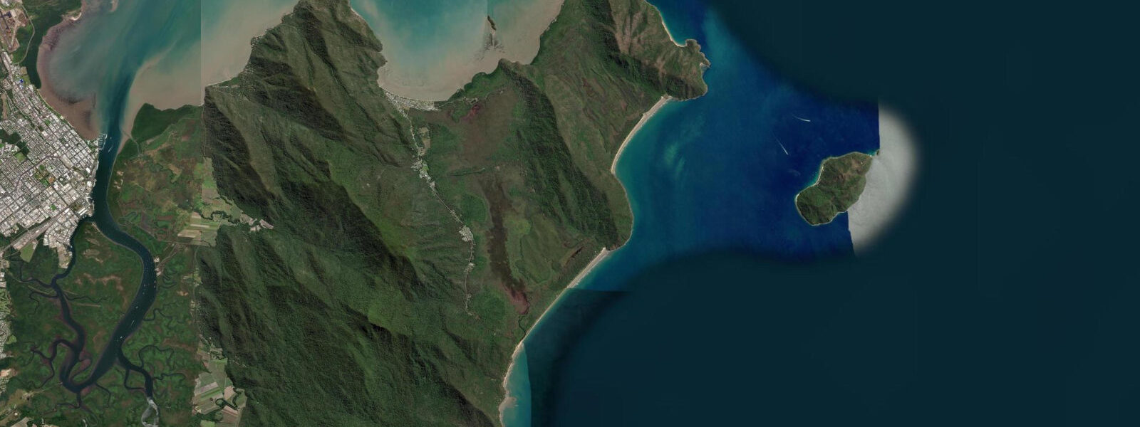 Satellite view of the coast near Fitzroy Island
