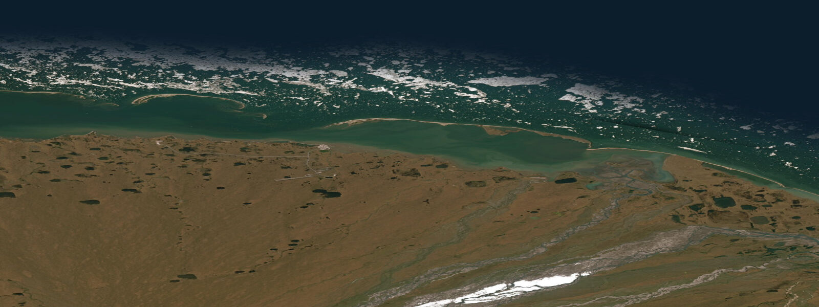 Satellite view of the coast near Flaxman Island