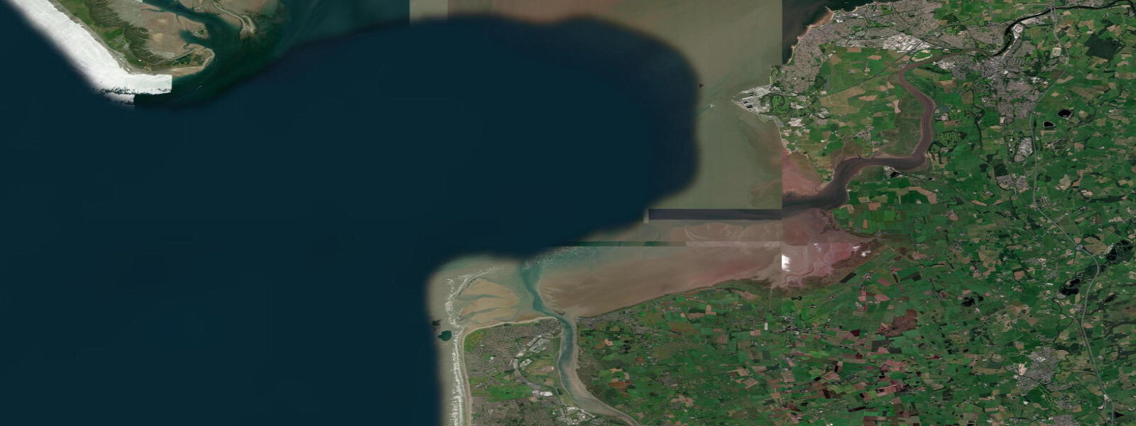 Satellite view of the coast near Fleetwood