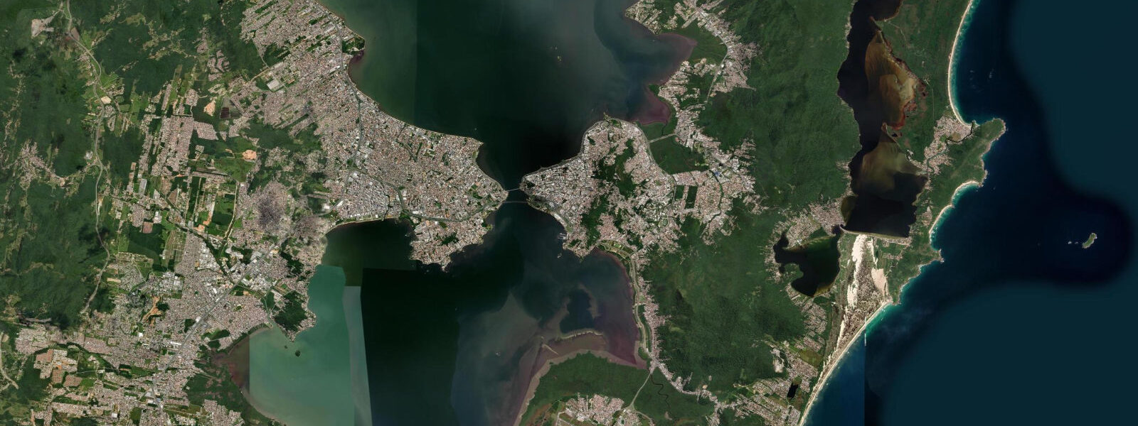 Satellite view of the coast near Florianópolis