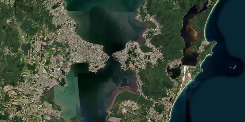 Satellite view of the coast near Florianópolis, Santa Catarina