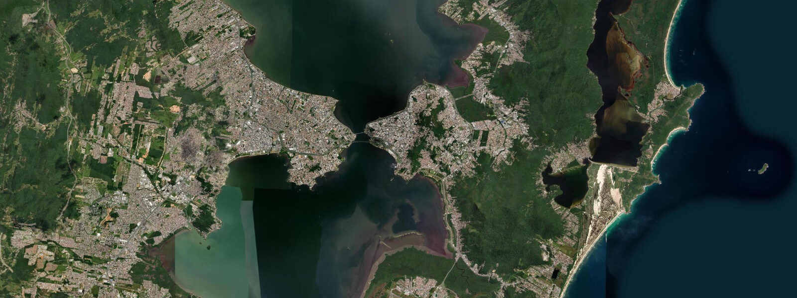 Satellite view of the coast near Florianópolis, Santa Catarina