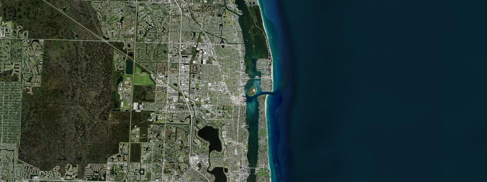 Satellite view of the coast near Florida Power