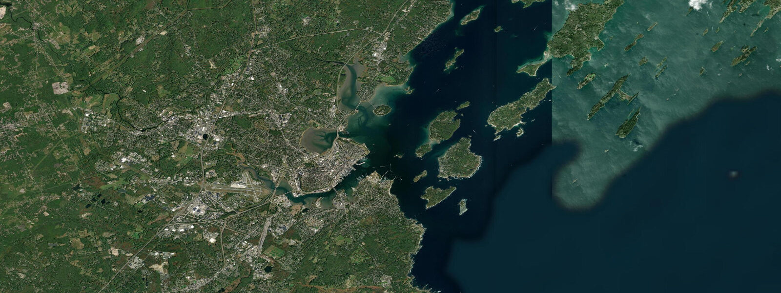 Satellite view of the coast near Fore River