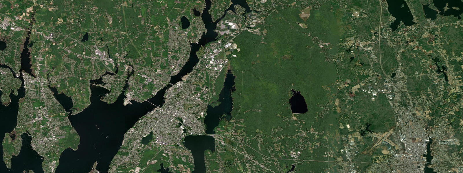 Satellite view of the coast near Forge Pond