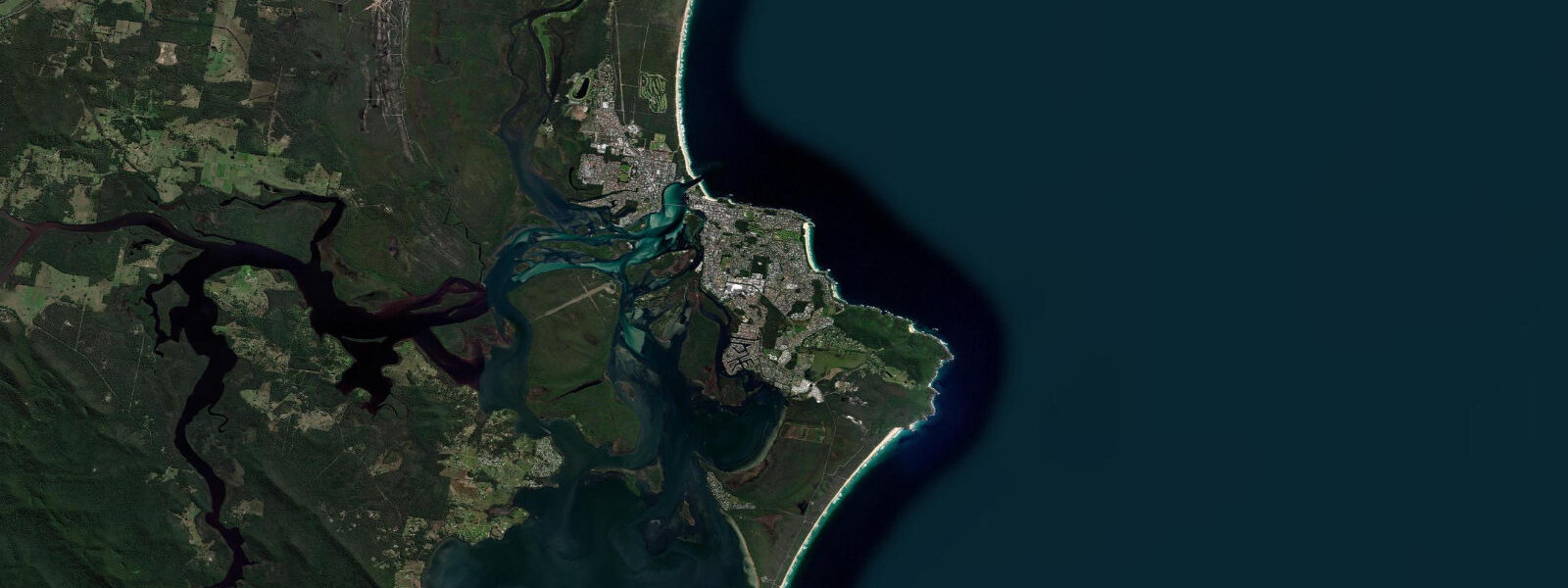 Satellite view of the coast near Forster