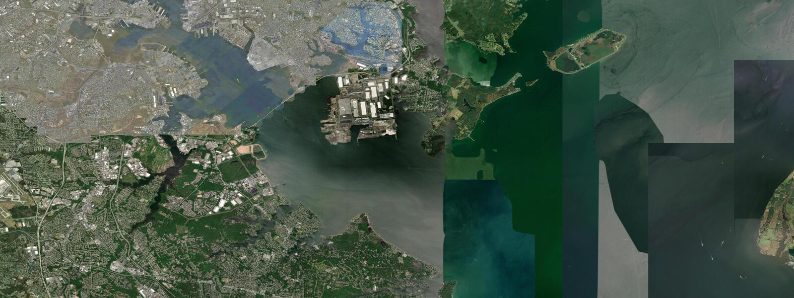 Satellite view of the coast near Fort Carroll