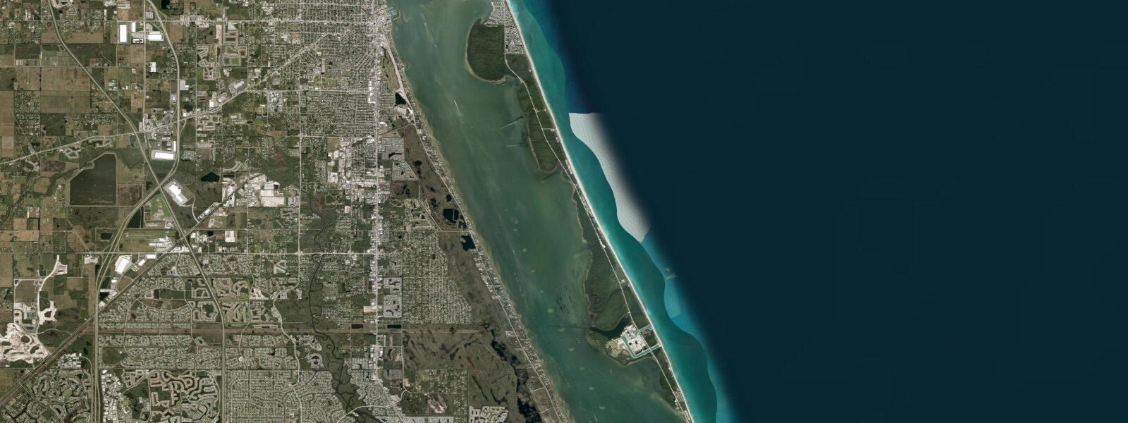 Satellite view of the coast near Fort Pierce Inlet