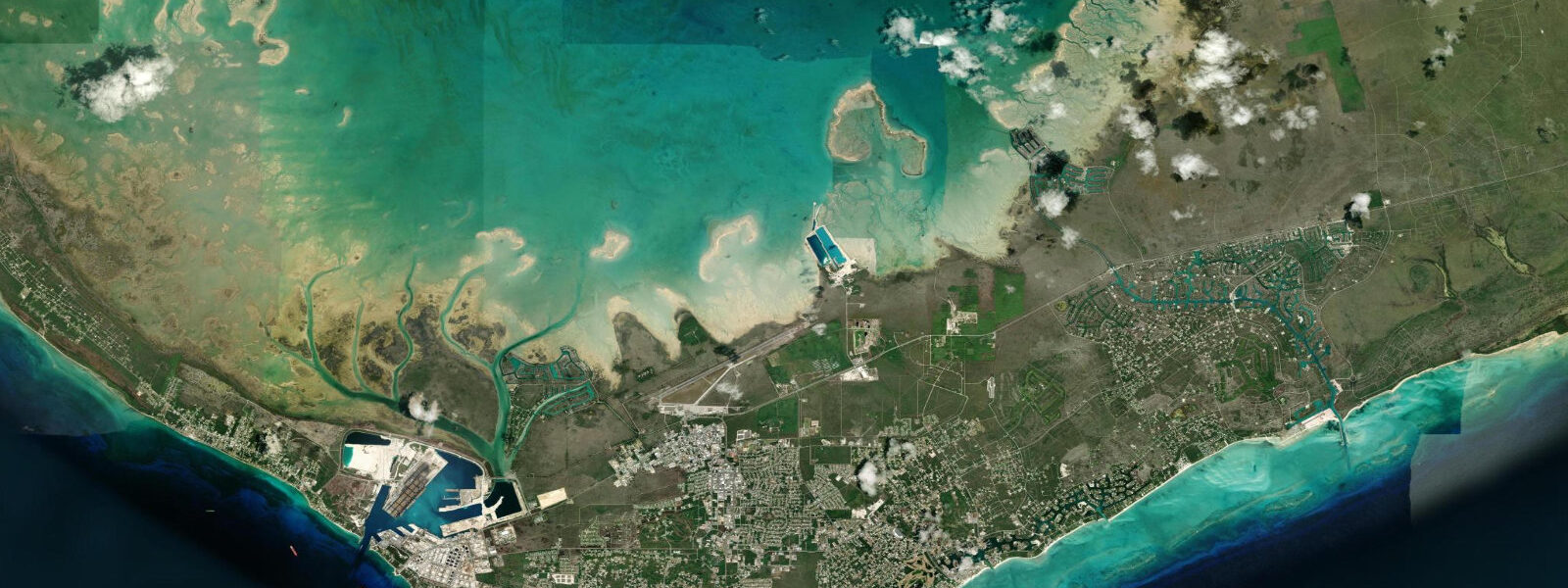 Satellite view of the coast near Freeport