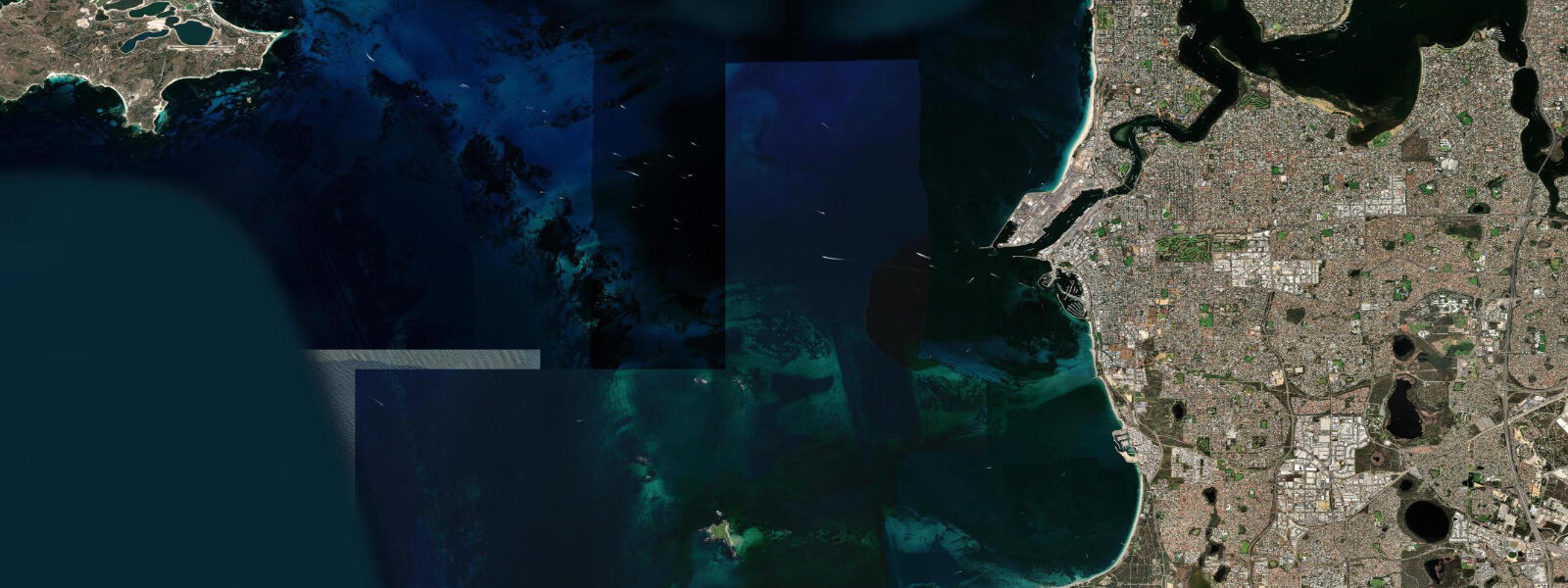 Satellite view of the coast near Fremantle, Western Australia
